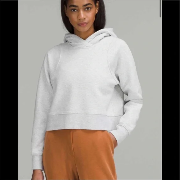 ❤️LULULEMON LOUNGEFUL CROPPED HOODIE/JACKET-HEATHERED ULTRA LIGHT GREY-14❤️ - Picture 2 of 16